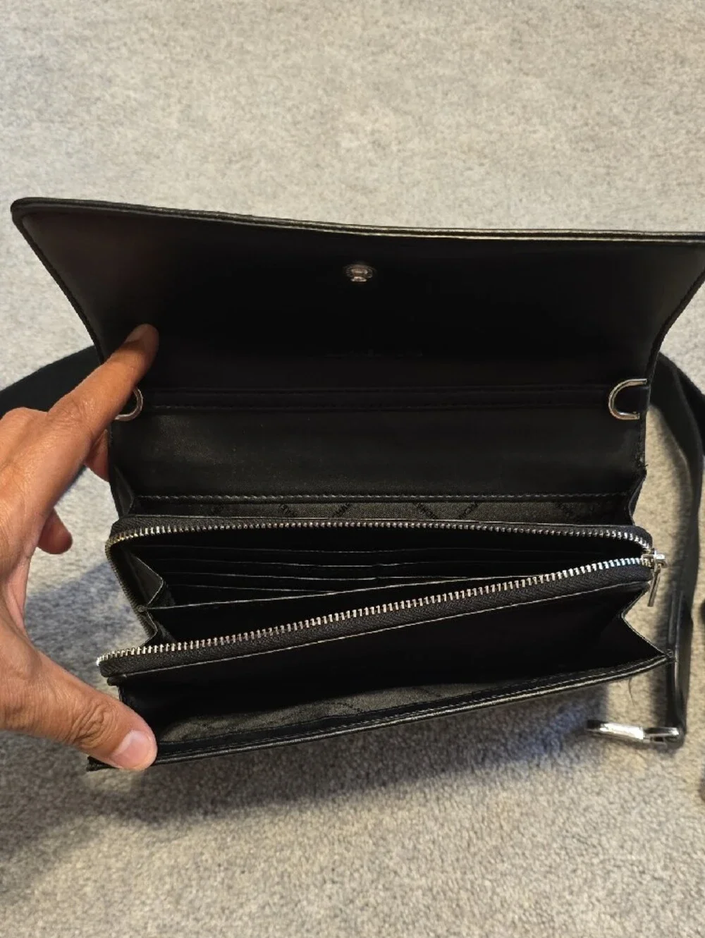 Michael Kors Black MK Logo Crossbody Wallet